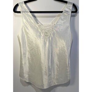 Unbranded Vtg Womens White‎ Satin Lace Tank Top Size S Y2K Coquette Dainty Angel